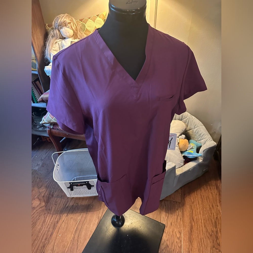 Vibrant Purple V-Neck Scrub Top Made by Crush